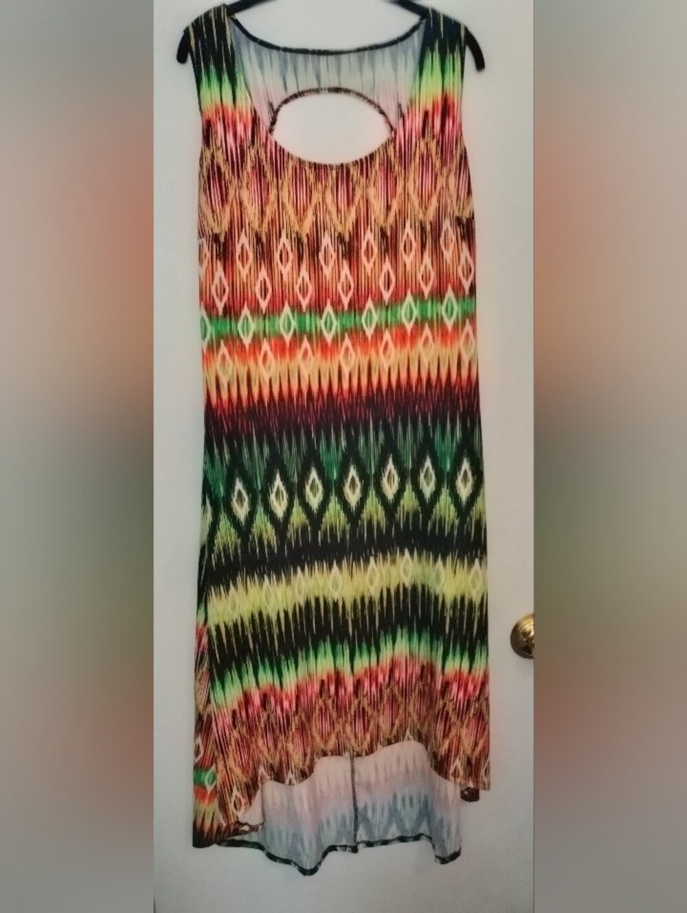 Sleeveless Multicolor Tribal Print Maxi Skirt